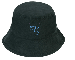 BOB UNISEXE – GIVE ME A HUG (ÉDITION CARRE NOIR & LOGO BLEU & ROSE)