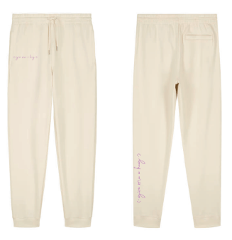 PANTALON DE JOGGING UNISEXE – GIVE ME A HUG (ÉDITION NATUEL & LOGO ROSE)