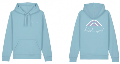 SWEAT A CAPUCHE – ARDECHE SPIRIT (ÉDITION BLEU & LOGO BLANC-ROSE)